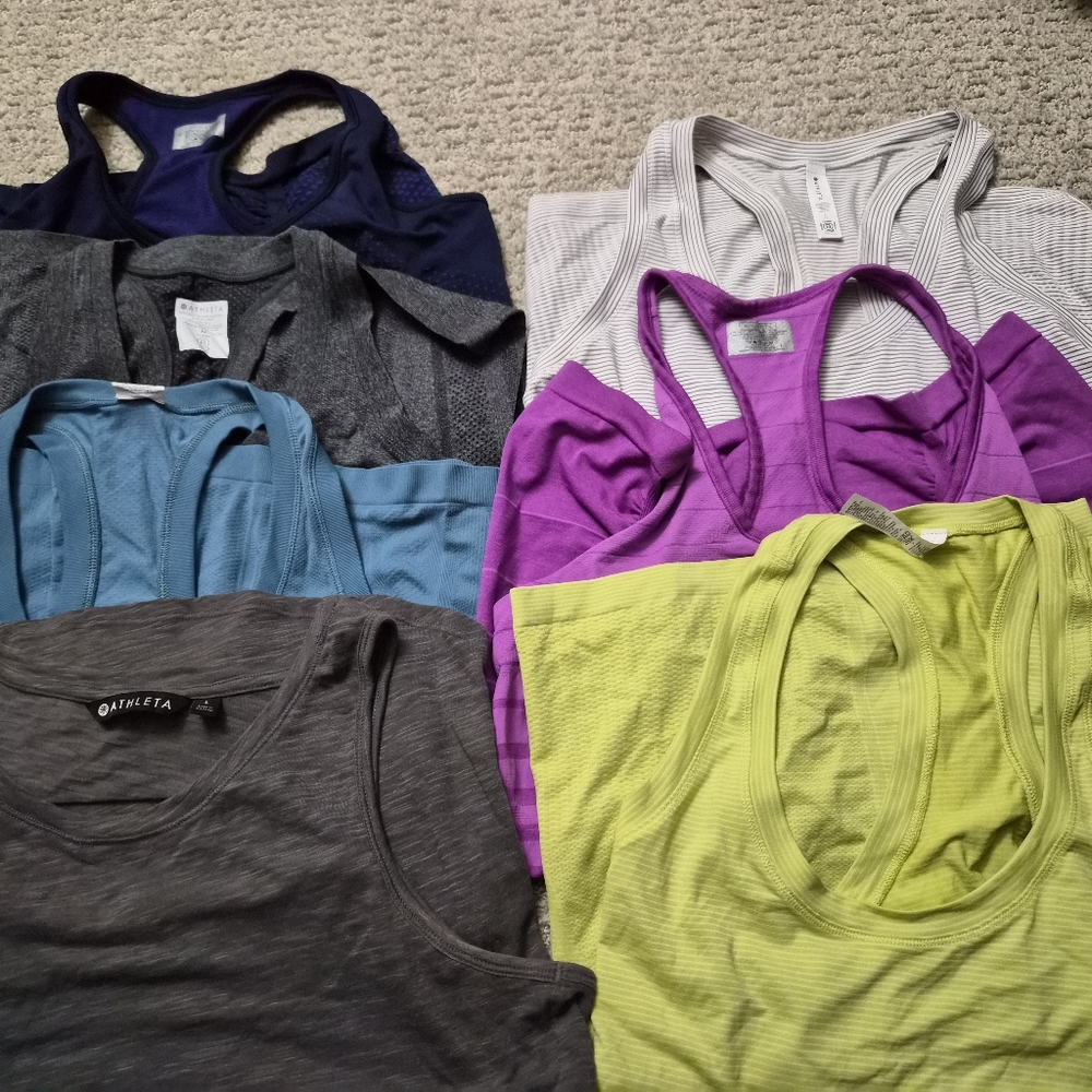 Athleta Purple and Striped Tank Tops Lot